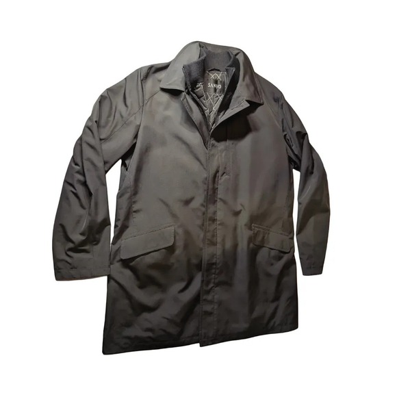 VTG Sanyo Men's Black Trench Coat with Button-Out Liner Size 2XL EUC - Picture 7 of 8